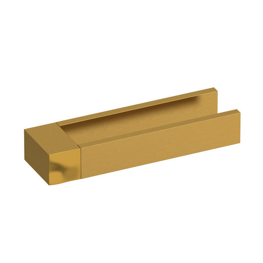 A gold-colored decorative object with a rectangular shape and hollow center.