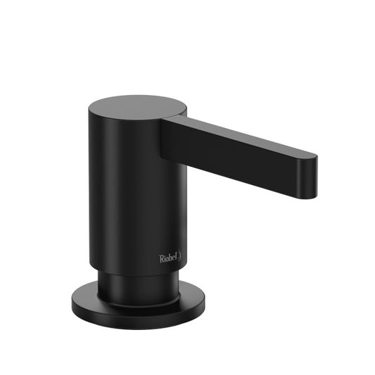 Modern black soap dispenser with a sleek handle