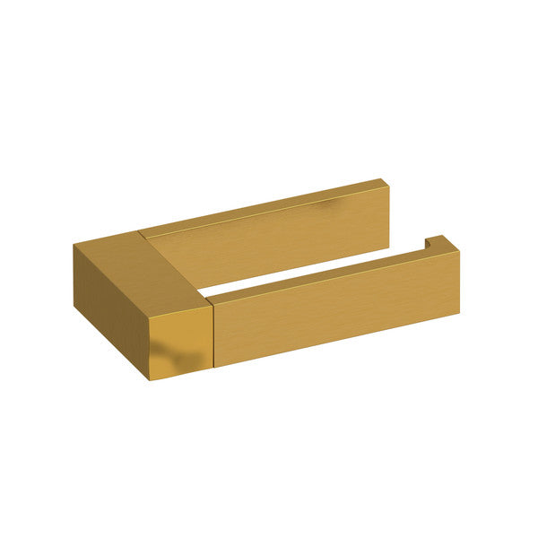 Gold-colored metal connector with a rectangular shape.