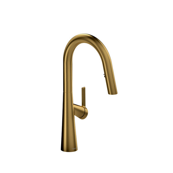 Gold kitchen faucet with a modern design