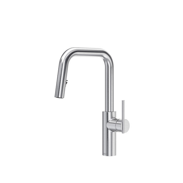 Sleek modern chrome kitchen faucet