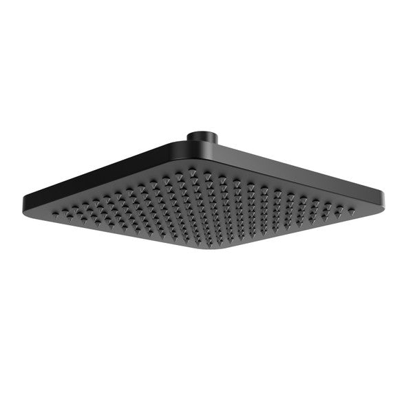 Black square shower head with multiple water outlets
