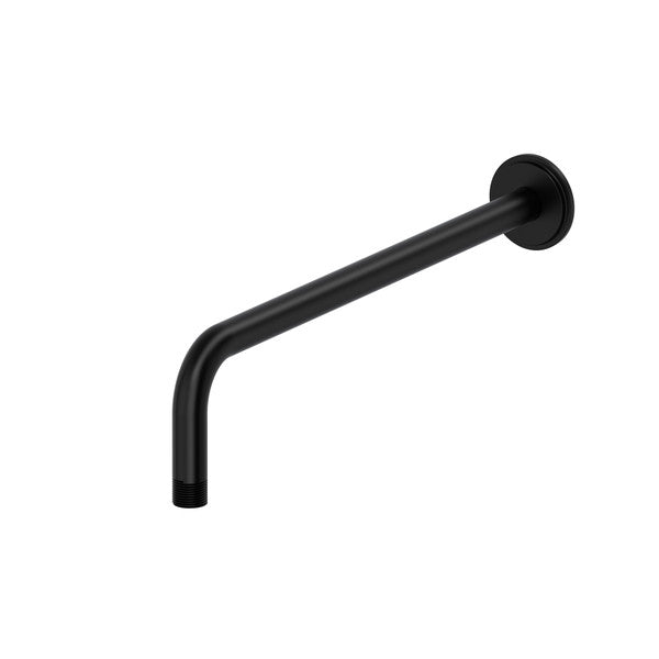 Black wall-mounted shower arm