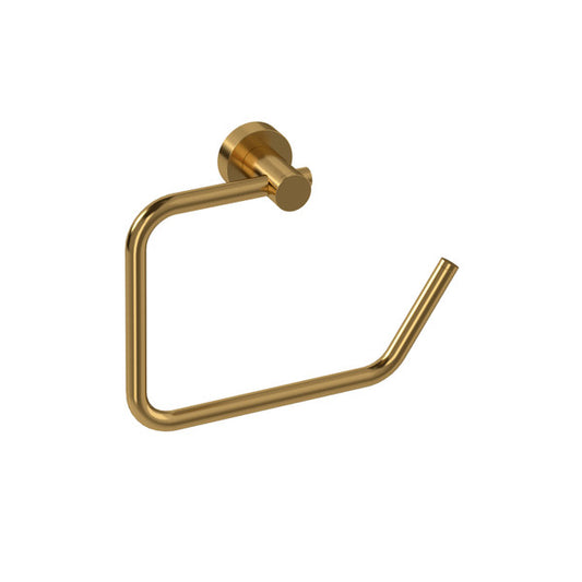 Gold toilet paper holder with a modern design