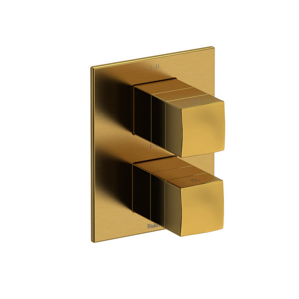 Modern gold wall faucet with dual knobs