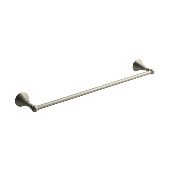 Brushed nickel towel bar with round brackets