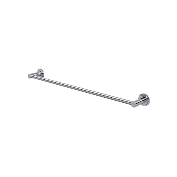 Chrome towel bar mounted on wall