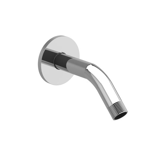 Close-up of a chrome wall-mounted faucet spout.