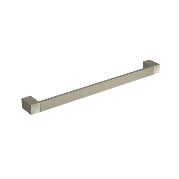 Modern rectangular towel bar in brushed metal finish