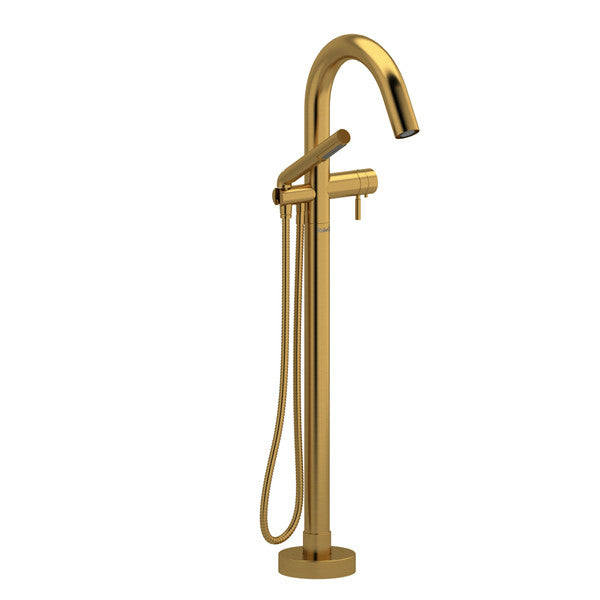 Modern gold freestanding bathtub faucet with handheld shower