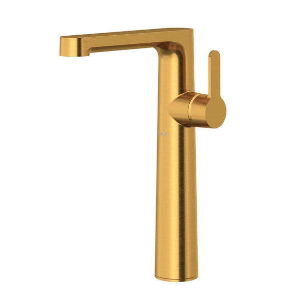 Modern gold kitchen faucet with a sleek design