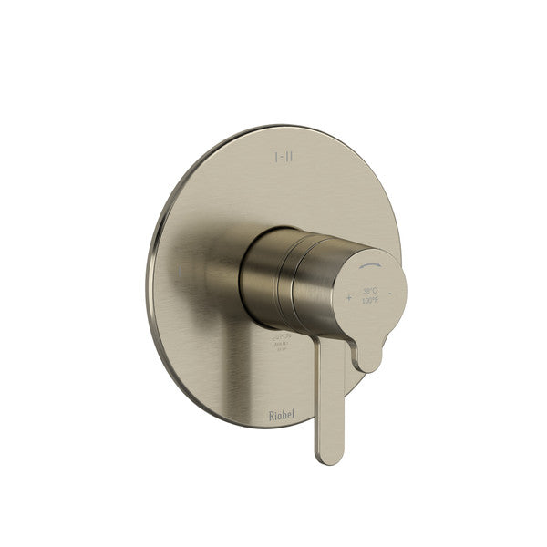 Modern wall-mounted shower valve in brushed nickel finish