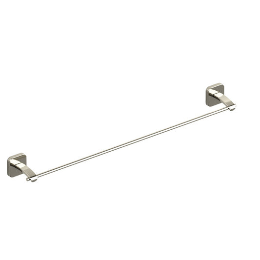 A simple, modern towel rack with two wall-mounted brackets and a straight bar.