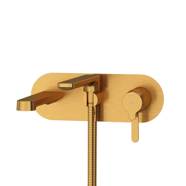 Modern gold bathroom faucet with a sleek design