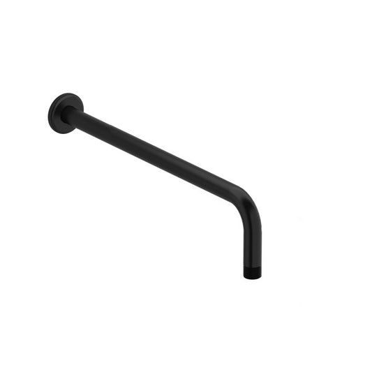 A black, curved wall-mounted grab bar.