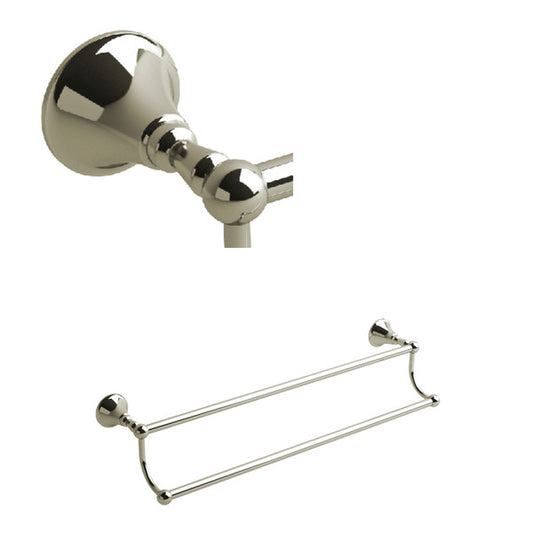 Polished chrome towel bar with decorative end brackets