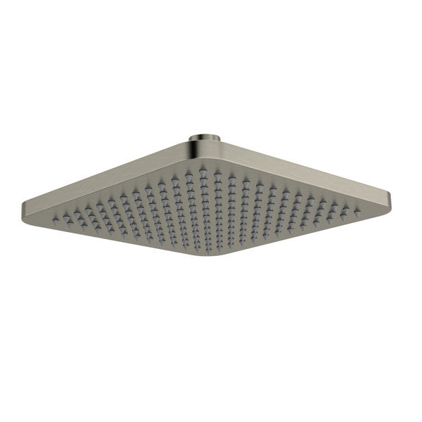 Square shower head with multiple water outlets.