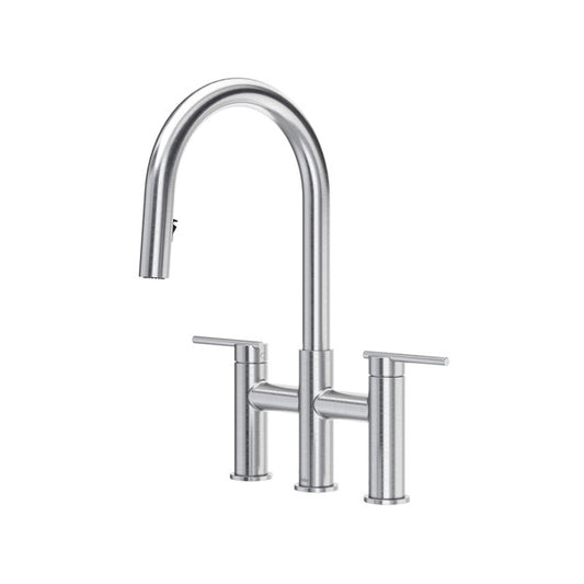 Stainless steel kitchen faucet with dual handles