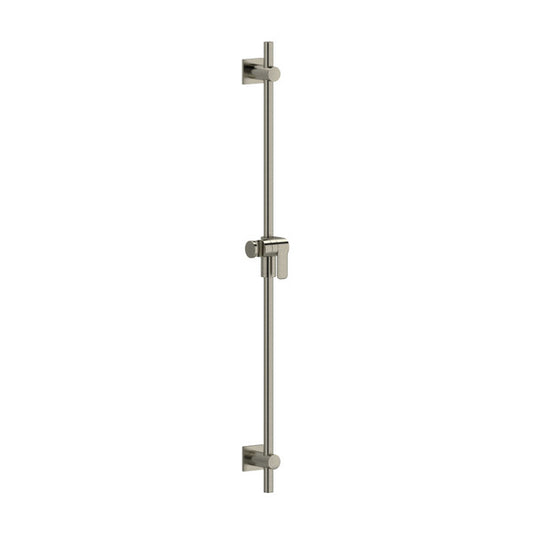 Vertical shower grab bar with adjustable mounting brackets