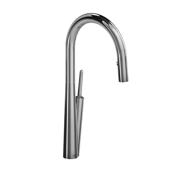 Modern curved stainless steel kitchen faucet