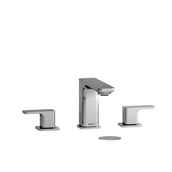 Stylish chrome bathroom faucet set with two handles and a pop-up drain