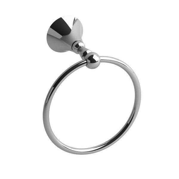 Chrome towel ring mounted on a wall